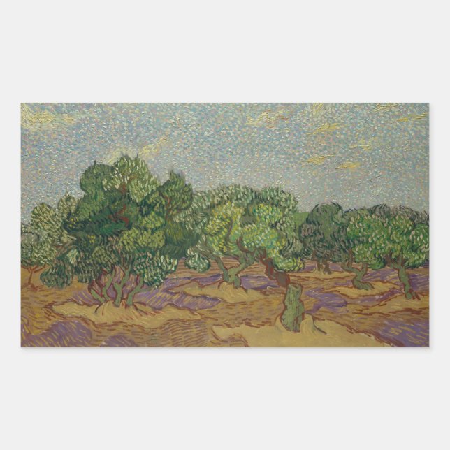 Pegatina Rectangular Vincent van Gogh - Olivos (Anverso)