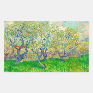 Pegatina Rectangular Vincent van Gogh Orchard en Blossom