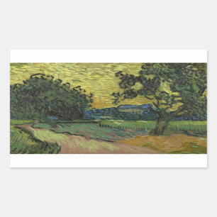 Pegatina Rectangular Vincent van Gogh - Paisaje en Crepúsculo