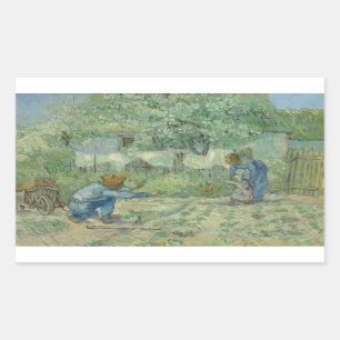 Pegatina Rectangular Vincent van Gogh - Primeros pasos, después de Mill