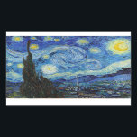 Pegatina Rectangular Vincent Van Gogh Starry Night Vintage Bella Artes<br><div class="desc">Vincent Van Gogh Starry Night Vintage Bella Artes Rectangle Pegatina</div>