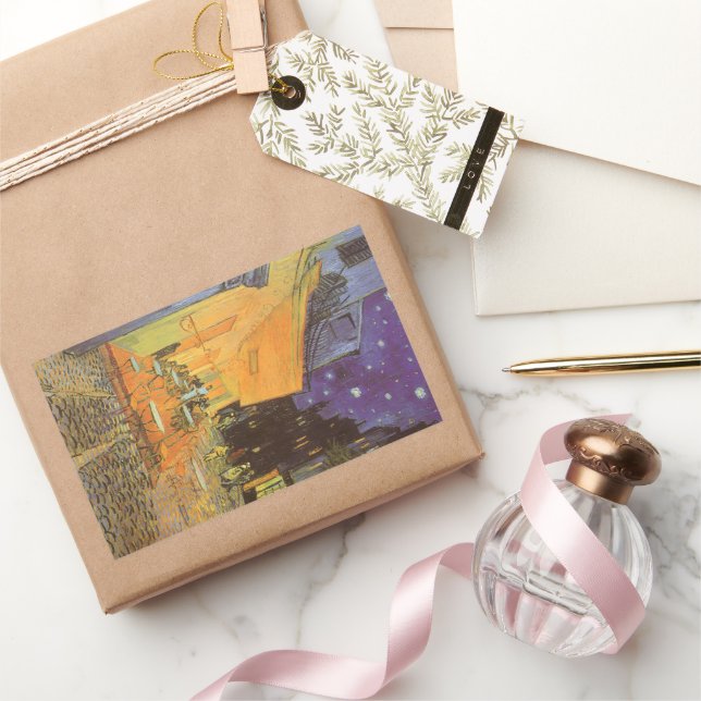Pegatina Rectangular Vincent van Gogh - Terraza del Café por la Noche (Regalar)