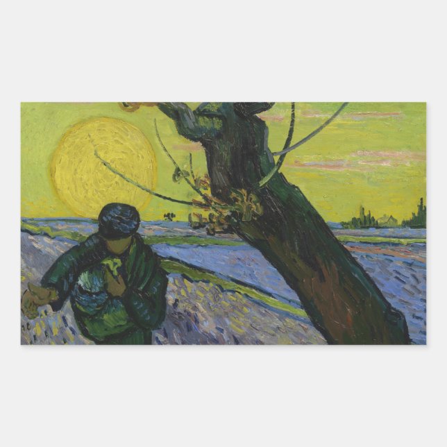 Pegatina Rectangular Vincent van Gogh - The Sower (Anverso)