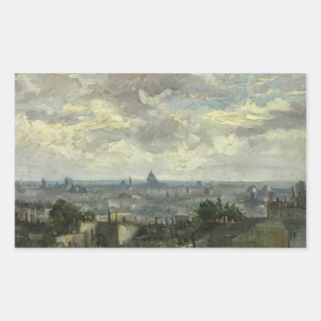 Pegatina Rectangular Vincent van Gogh - Vista de París (Anverso)