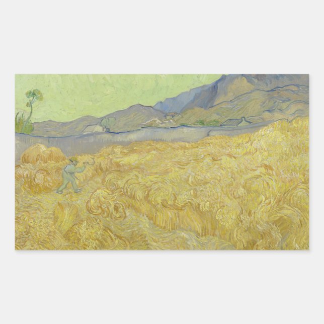 Pegatina Rectangular Vincent van Gogh - Wheatfield con un pañal (Anverso)