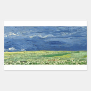 Pegatina Rectangular Vincent van Gogh - Wheatfield under Thundernuds