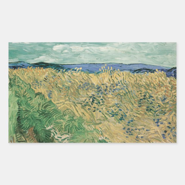 Pegatina Rectangular Vincent van Gogh - Wheatfield With Cornflowers (Anverso)