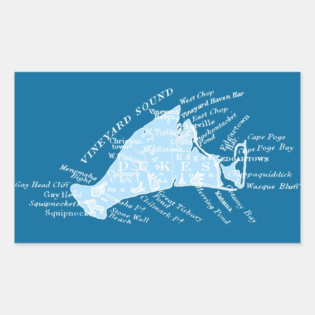 Pegatina Rectangular Viñetería de Martha, azul claro + blanco (Anverso)