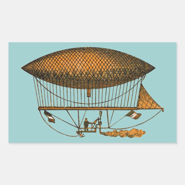 Pegatina Rectangular Vintage 1883 Traveling Zeppelin (Anverso)