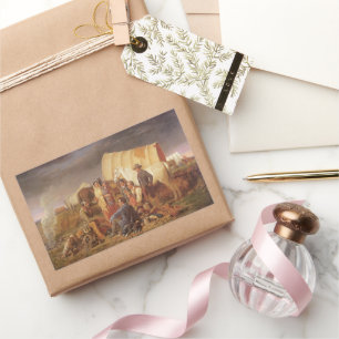 Pegatina Rectangular Vintage American West, consejos de Ranney sobre la