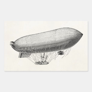 Pegatina Rectangular Vintage Blimp Old Zeppelin Retro Globo de aire cal