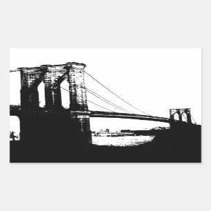 Pegatina Rectangular Vintage Brooklyn Bridge