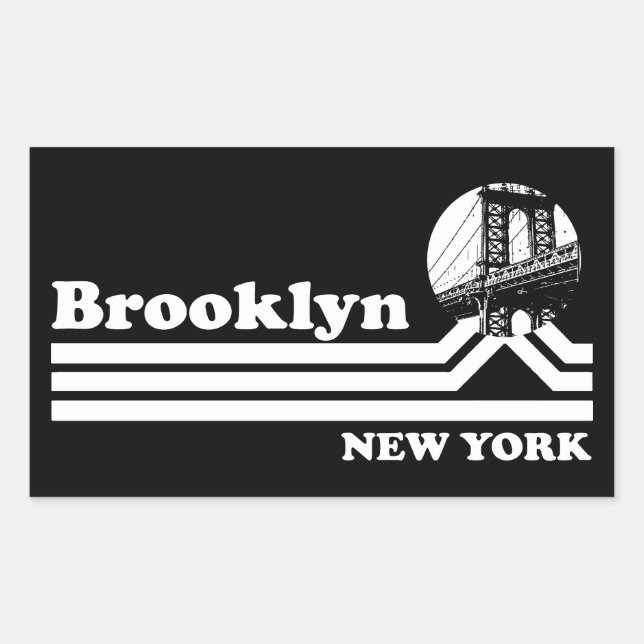 Pegatina Rectangular Vintage Brooklyn New York (Anverso)