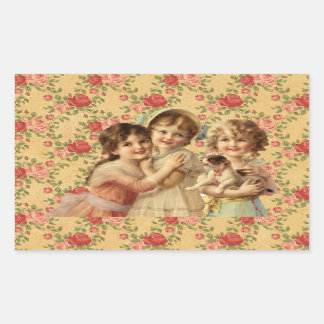 Pegatina Rectangular Vintage Children