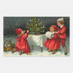 Pegatina Rectangular Vintage Christmas