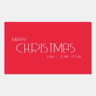Pegatina Rectangular Vintage Christmas, Art Deco Text