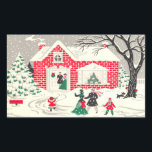 Pegatina Rectangular Vintage Christmas Country Greys Pegatinas<br><div class="desc">Gran rectángulo en forma de encantadora vintage Navidad vacaciones de campo saludos pegatinas son maravillosos para sellar paquetes y tarjetas de felicitación!</div>
