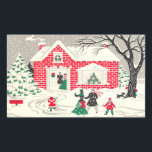 Pegatina Rectangular Vintage Christmas Country Greys Pegatinas<br><div class="desc">Gran rectángulo en forma de encantadora vintage Navidad vacaciones de campo saludos pegatinas son maravillosos para sellar paquetes y tarjetas de felicitación!</div>