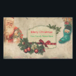 Pegatina Rectangular Vintage Christmas Santa con regalos<br><div class="desc">Vintage pegatina de Navidad con Santa con regalos y medias.</div>