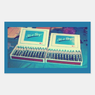 Pegatina Rectangular Vintage Cigar Baby Boy Invitación