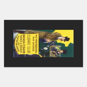 Pegatina Rectangular Vintage Cubano Club Cigarros
