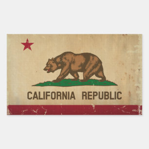 Pegatina Rectangular VINTAGE de la bandera del estado de California