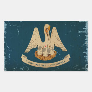 Pegatina Rectangular VINTAGE de la bandera del estado de Louisiana.png