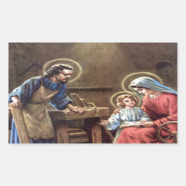 Pegatina Rectangular vintage de la santa familia, Jesucristo, Josef, Ma