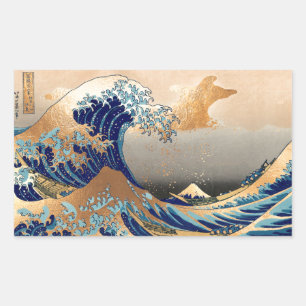 Pegatina Rectangular Vintage de PixDezines, Gran Ola, Hokusai 葛 飾 北 斎 の