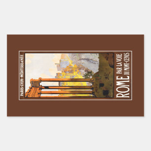 Pegatina Rectangular Vintage del poster del viaje de Roma