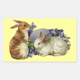 Pegatina Rectangular Vintage Easter Bunnies