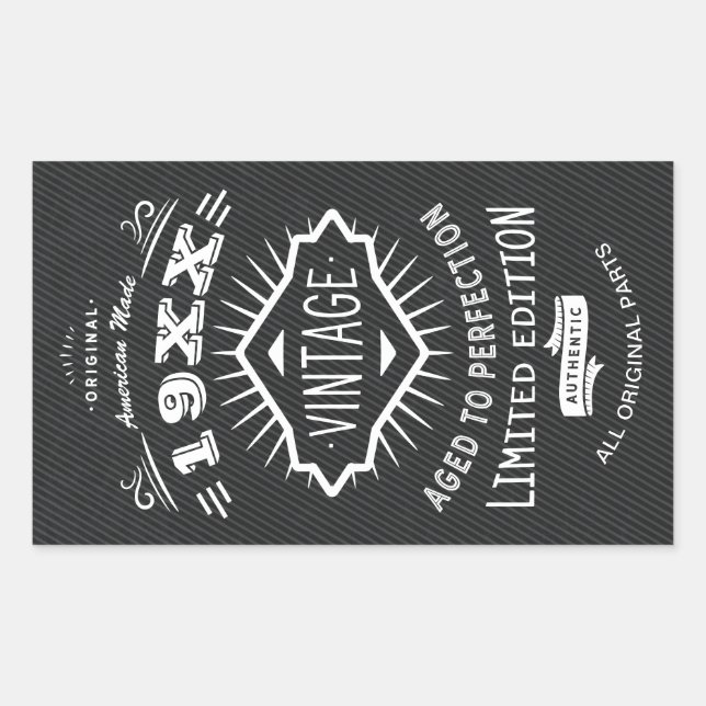 Pegatina Rectangular Vintage Elegant Birthday Party (Anverso)