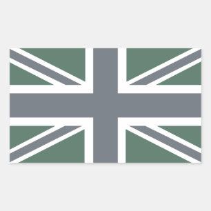 Pegatina Rectangular Vintage Gray Classic Union Jack British (UK) Flag