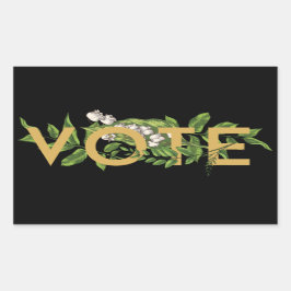 Pegatina Rectangular Vintage Greenery Floral Elegante Feminine Go Vote