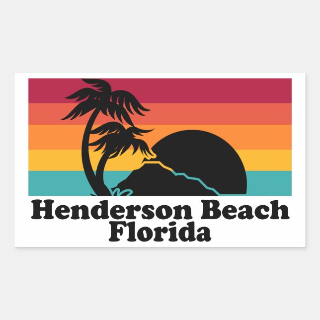 Pegatina Rectangular Vintage Henderson Beach Florida (Anverso)