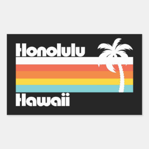 Pegatina Rectangular Vintage Honolulu Hawaii