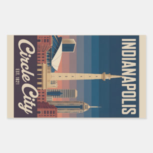 Pegatina Rectangular Vintage Indianapolis Indiana Paisaje Urbano Retro