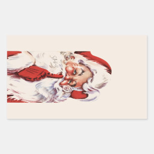 Pegatina Rectangular Vintage Jolly Old Santa Shhh Beige