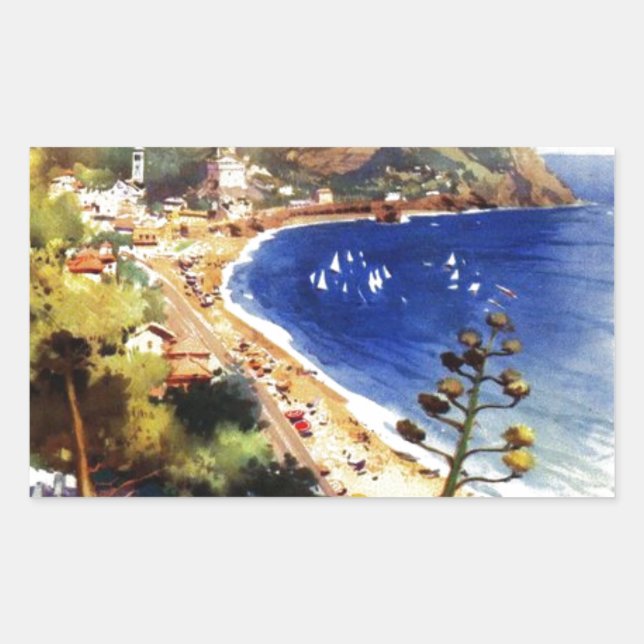 Pegatina Rectangular Vintage Levanto Génova Italia Turismo (Anverso)