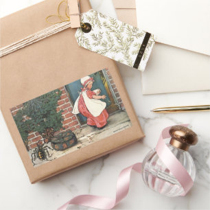 Pegatina Rectangular Vintage Little Miss Muffet Spider Nursery Rhyme