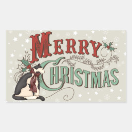Pegatina Rectangular Vintage Merry Christmas Country Holiday
