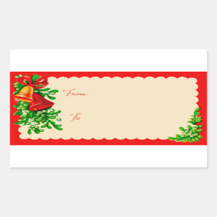 Pegatina Rectangular Vintage Navidades de la década de 1950