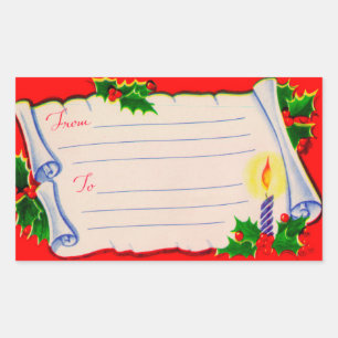 Pegatina Rectangular Vintage Navidades de los años 1950