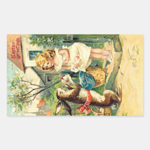 Pegatina Rectangular Vintage : Pascua -