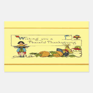 Pegatina Rectangular Vintage Peaceful Thankending