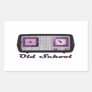 Pegatina Rectangular Vintage retro de la radio de la escuela vieja