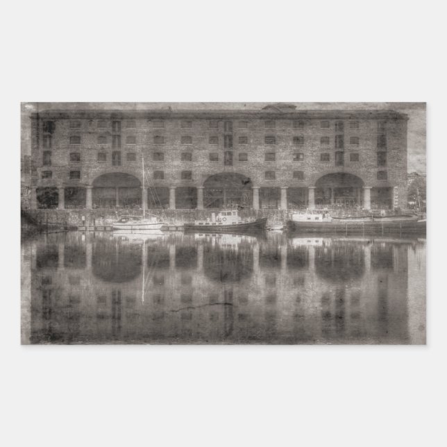 Pegatina Rectangular Vintage Royal Albert Dock Liverpool (Anverso)