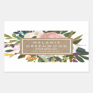 Pegatina Rectangular Vintage Rustic Florals