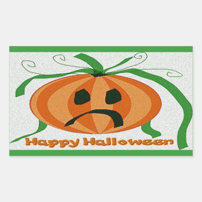 Pegatina Rectangular Vintage Sad Jack o' Lantern (Anverso)