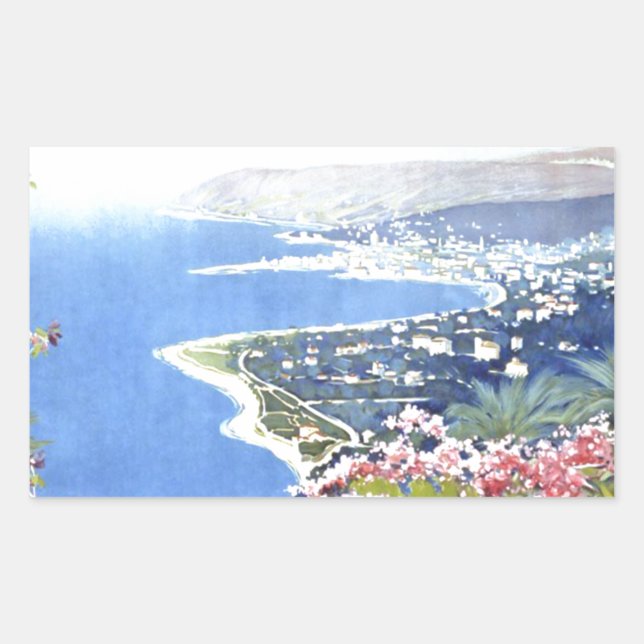 Pegatina Rectangular Vintage San Remo Italia Europa Viaje (Anverso)